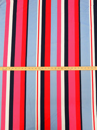 Sky/Cherry/Bubblegum/Multi 100% Cotton Striped Poplin Shirting - Famous Dress Designer - 59W