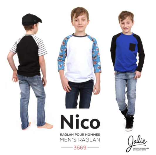 Jalie Patterns - Nico Raglan Tees #3669 - Mens/Boys Sizes