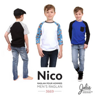 Jalie Patterns - Nico Raglan Tees #3669 - Mens/Boys Sizes