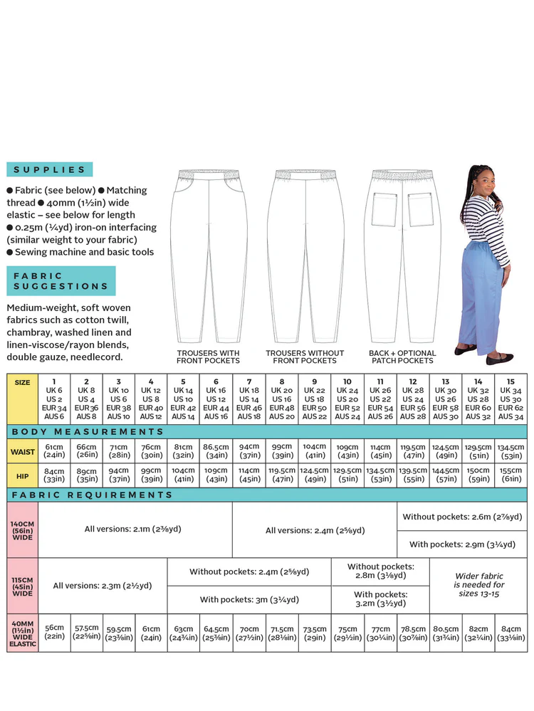 Tilly and the Buttons - Winnie Trouser - Sizes 2-30
